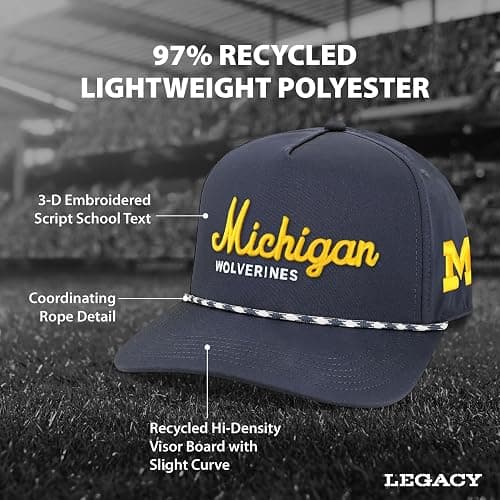 Legacy NCAA Officially Licensed Rope Hat, Lightweight Cap for Men & Women, Caddy, One Size Fits Most, Snapback Closure thumbnail 3