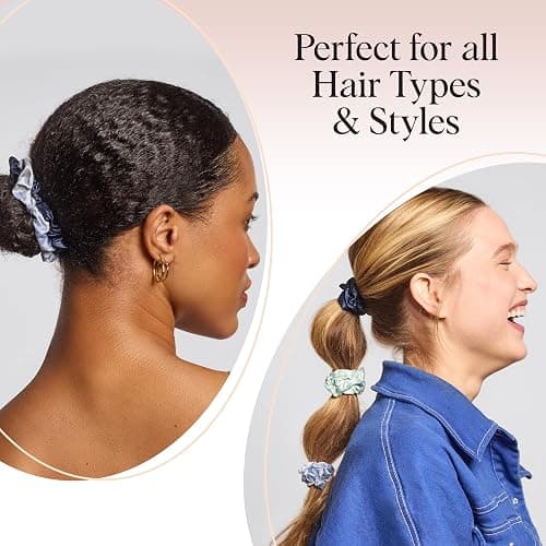 Kitsch Ruched Satin Scrunchies for Women - Garden Bouquet, 5pcs | Wake Up Frizz-Free, No Crease Hair Ties, Softer Than Silk Scrunchies, Stylish Hair Accessories For All Hair Types thumbnail 5