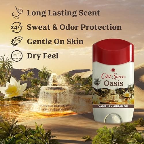 Old Spice Dry Feel Antiperspirant Deodorant for Men, 24/7 Freshness, 24/7 Sweat & Odor Protection, Gentle on Skin with Skin Conditioners, Oasis with Vanilla + Argan Oil Scent, 2.6 oz (Pack of 2) thumbnail 2