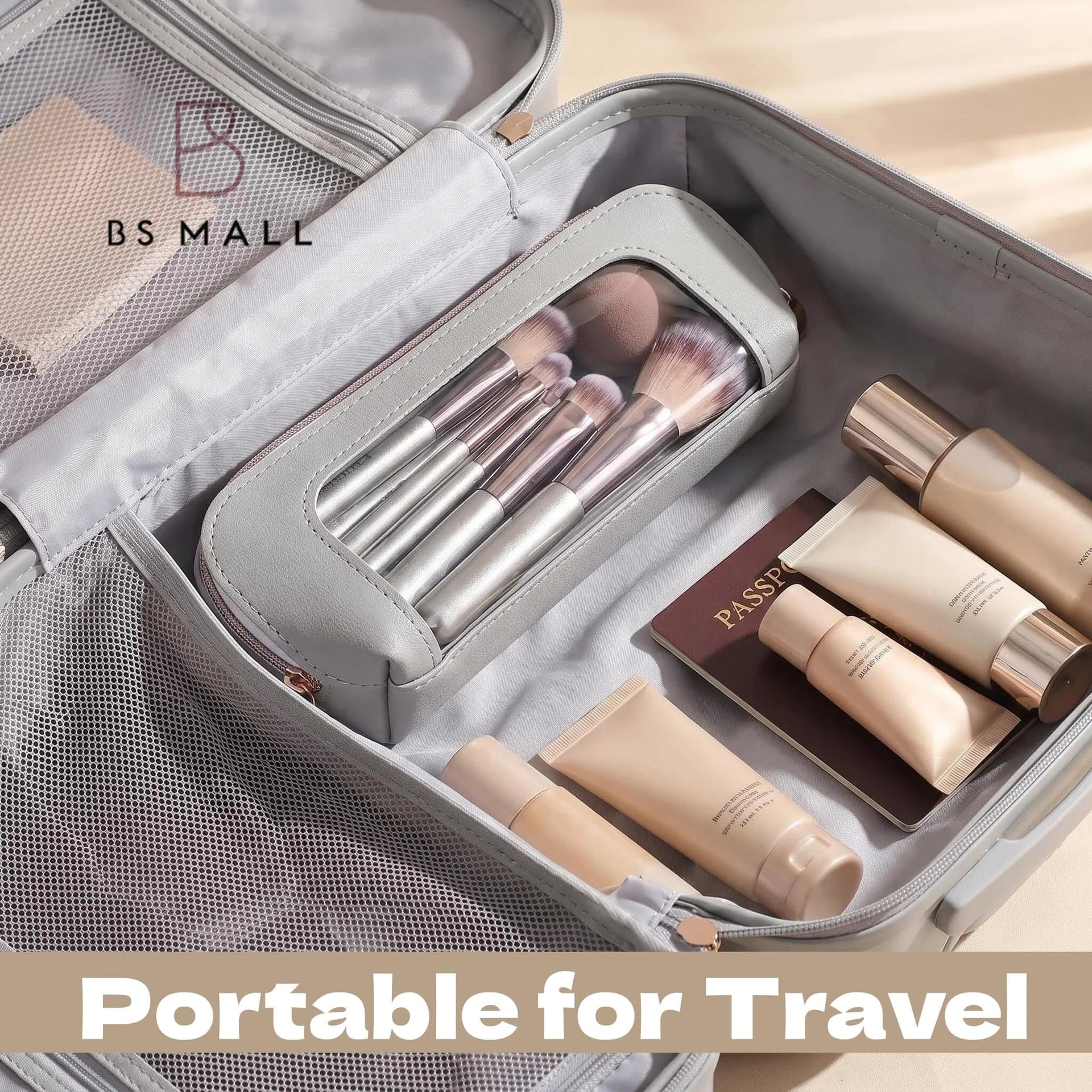 BS-MALL 14 Pcs Makeup Brushes Set with 1 Pcs Makeup Sponge – Essential Foundation Powder Concealers, Eye Shadows, Blush Makeup Brushes with Travel Makeup Case (Champagne) | Soft Synthetic Brush Kit for Women Beginners & Travelers & Eyeshadow thumbnail 6