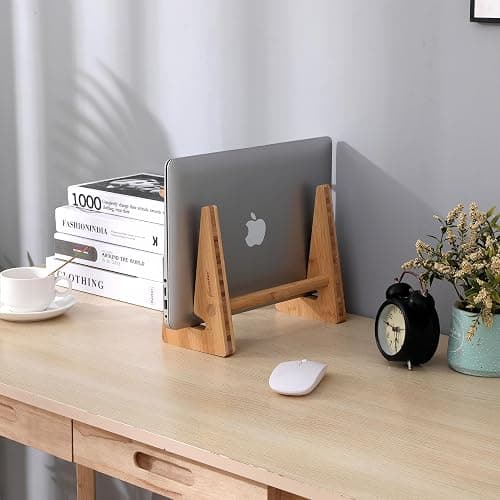Nuvograin Laptop Stand, Wooden Vertical Laptop Stand for Desk, Bamboo Laptop Stand Compatible with MacBook Air Pro/Dell XPS/Surface pro/HP/Pixelbook/Lenovo, More Laptops 13-17.7inch thumbnail 4