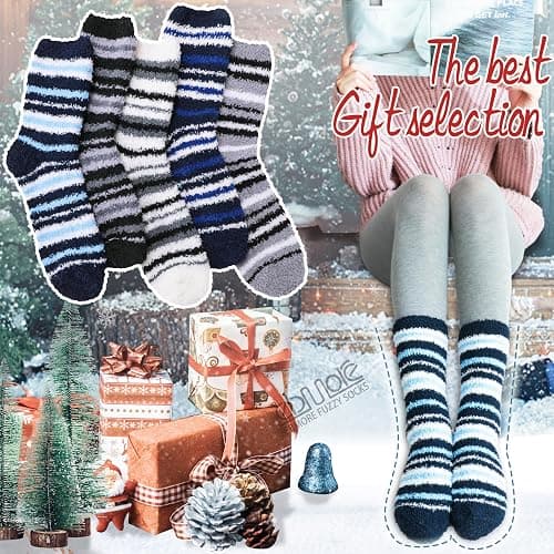 EBMORE Fuzzy Socks Warm Winter Slipper Fluffy Sleep Cozy Comfy Cabin Socks for Mens Womens thumbnail 7