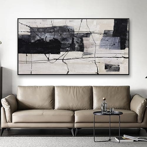 Large Abstract Wall Art Wall Decor Black And White Wall Art Canvas Picture Painting Artwork For Bedroom Dinning Room Framed Canvas Art Modern Home Decoration 29x58 In thumbnail 6
