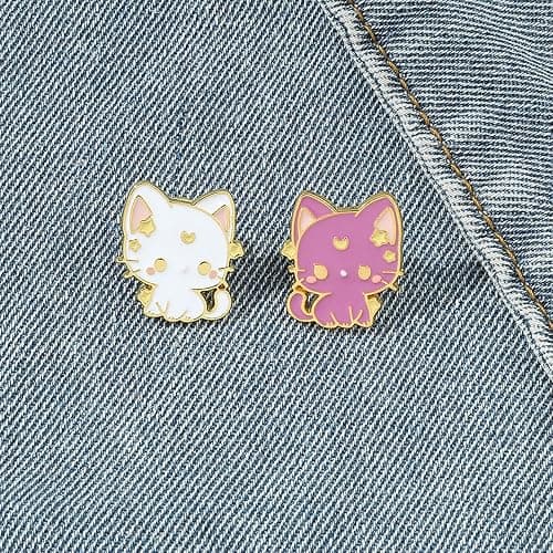 2pcs Anime Cat Brooch Pins For Women Enamel Pins for Backpacks Clothing Jackets Hats Cat Decoration Lady Gifts thumbnail 2