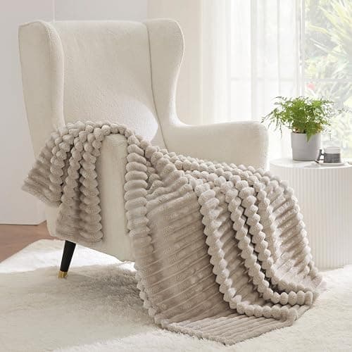 Bedsure Twin XL Blanket for Couch - GentleSoft Cozy Soft Blankets for Women, Cute Small Fleece Throws for Girls, Linen, 66x90 Inches - Linen - Twin XL (66" x 90") thumbnail 2