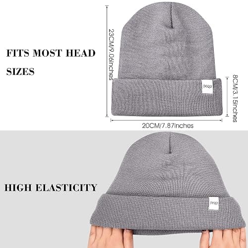 FEQO 4 Pack Satin Lined Winter Beanie Hats Soft Silk Lined Beanies | Knit Cuffed Beanies Warm Winter Beanies, Soft Knit Caps with Satin Lined Ski Hats, Cozy Cuffed Skull Caps for Men and Women thumbnail 3
