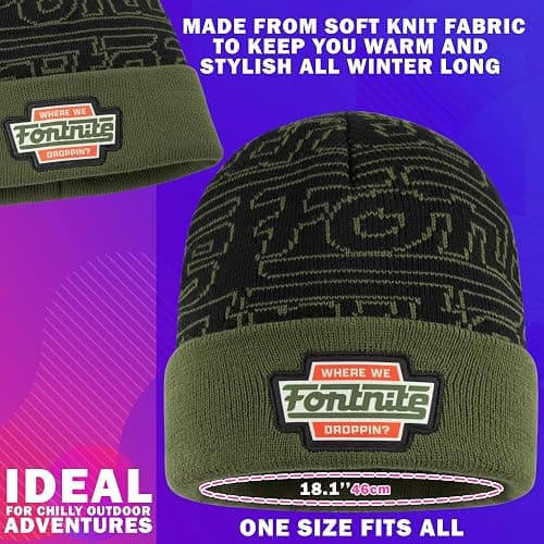Fortnite Beanie Hat for Boys & Teens, Warm Knitted Winter Hat, Winter Accessories for School Travel Days Out, Gifts for Gamers thumbnail 6