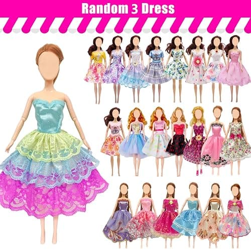 30 Pieces Doll Clothes and Accessories for 11.5 Inch Girl Dolls Outfit Including 5 Tops, 5 Pants, 3 Dresses, 3 Fashionable Dresses, 2 Swimwear, 6 Pairs of Shoes, 1 Bag, 5 Hangers thumbnail 3