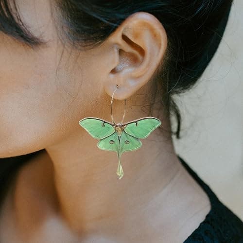 Moth Butterfly Earrings.Punk Insect Drop Earrings Color Acrylic Moth Wing Earrings Statement Black Earrings Party Jewelry for Women thumbnail 2