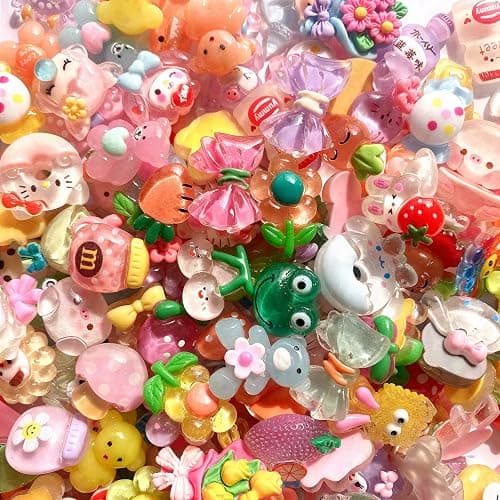 JINDUODUO 120 Pcs Random Slime Charms Bulk DIY Craft Making Making Kit, Resin Flat Back Slime Making Supplies for DIY Scrapbooking Crafts - Image 1