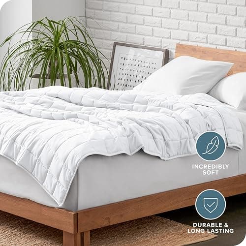 Bare Home Weighted Blanket Twin or Full Size 7lb (40" x 60") - All-Natural 100% Cotton - Premium Heavy Blanket Nontoxic Glass Beads (White, 40"x 60") thumbnail 6