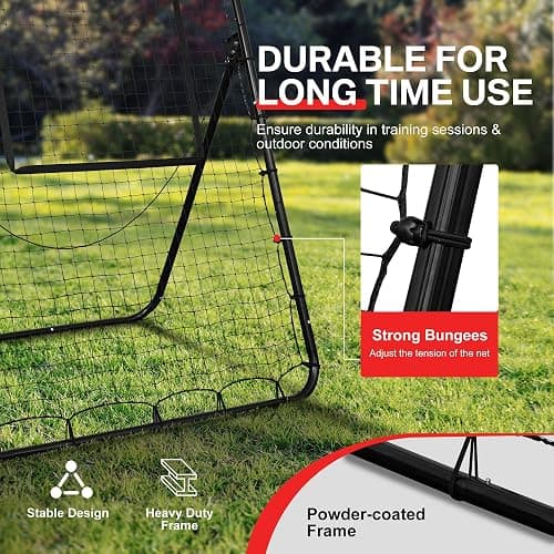BALWONER 5 Angles Adjustable Pitch Back Baseball Softball Lacrosse Volleyball Soccer Rebound Bounce Back Net with Strike Zone thumbnail 5