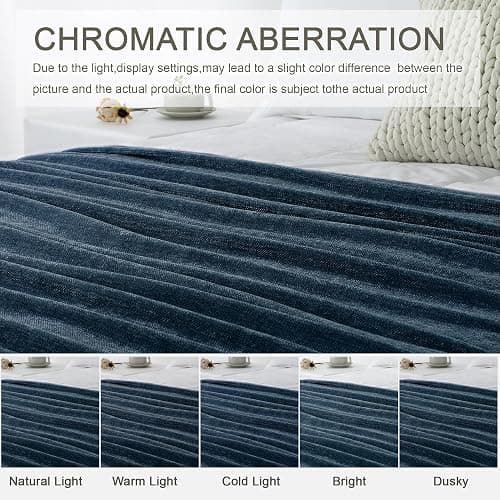 LONG CREATE Chenille Throw Blanket for Couch 50"X 60", Soft Cozy Throws with Fringe Tassel for Bed Sofa Chair Cover, Lightweight Knitted Decorative Boho Blankets for Living Room, Navy Blue thumbnail 8