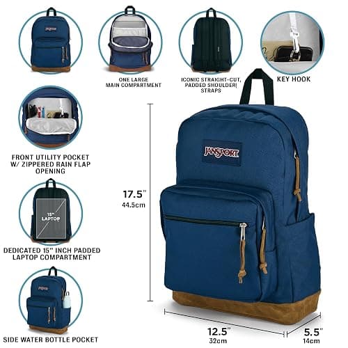 JanSport Right Pack Backpack - Durable Daypack with Padded 15" Laptop Sleeve, Spacious Main Compartment & Integrated Water Bottle Pocket - Black thumbnail 2