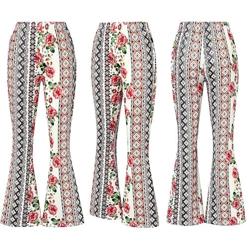DLAYBGFA Flare Leggings Yoga Pants Women High Waisted Boho Flare Palazzo Pants Stretch Wide Leg Bell Bottom Yoga Leggings thumbnail 5
