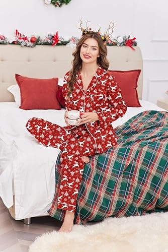 Ekouaer Satin Silk Pajamas for Women Button Down Long Sleeve PJs Set | Classic Silky Pijamas de Mujer, Notch Collar Lounge Sets with Pockets, Fall Winter thumbnail 3
