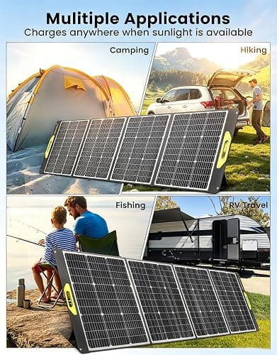 Greenmagic 200 Watt Portable Solar Panel, 23.5% High Efficiency 200W Foldable Solar Panel Charger IP67 Waterproof Solar Panel Kit w/DC XT60 MC4 Anderson Output for Home Farm Camping RV Power Station thumbnail 7