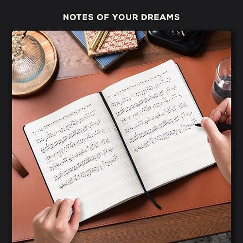 BEECHMORE BOOKS Blank Sheet Music Notebook – A4 8.5x11.5 for Songwriters, Musicians & Composers, 156 Thick 120gsm Pages, 10-Staff Perforated Sheets, Vegan Leather Hardcover, Elastic Closure, Gift Box thumbnail 7