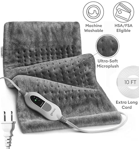 GENIANI Electric Throw - XXL 18"x26" Heating Pad for Back Pain & Cramps Relief, Auto Shut Off, Machine Washable, Heat Pad, Holiday Gifts for Women, Men, Heat Patches (Tabby Gray) thumbnail 7
