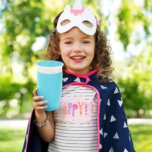 Munchkin Sippy Cups for Toddlers 1-3, Spill Proof Miracle 360 Cup, 10 Ounce, 2 Pack, Green/Blue thumbnail 4