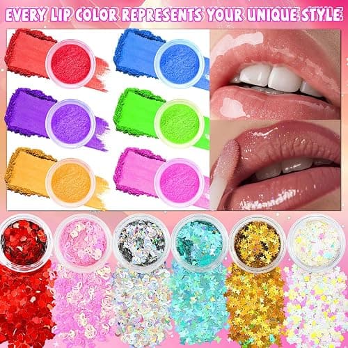 WhizToys 74PCS DIY Lip Gloss Making Kit，Make Your Own Lip Glosses Moisturizing DIY Lip Glaze Handmade Glittery Set for Teens Girls Women Makeup Lover Beginner Birthday Gift thumbnail 3