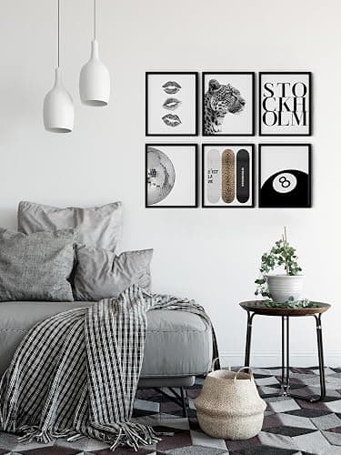 TwoDays Stockholm Style Room Decor for Women, Chic Trendy Wall Art for Living Room Aesthetic, Luxury Fashion Posters for Home Bedroom Apartment Dorm (8" X 10", Set of 6, Black Framed) thumbnail 7