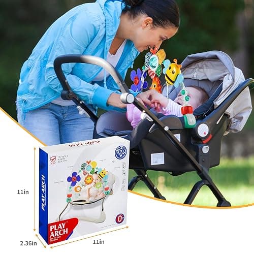 Lynncare Adjustable Arch Bassinet Toys for Infant & Toddlers, Stroller Arch, Baby Crib Toys with Fascinating Hanging for Stimulating Baby’s Senses and Developing Motor Skills thumbnail 2