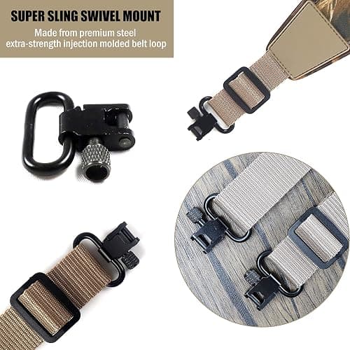 HUNTPAL Stalker Sling Two Point Gun Sling with Removable Swivels, Neoprene Padded Hunting Shotgun Rifle Sling, Length Adjustable Universal Shoulder Gun Strap thumbnail 4