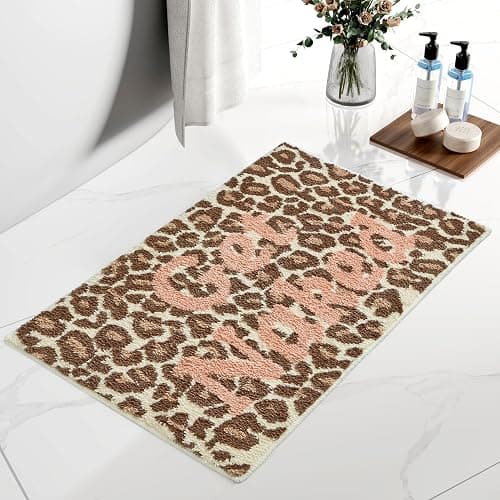 IKATYARN Get Naked Cute Absorbent Bath Mat for Bathroom, Non Slip Soft Leopard Bath Rug, 20” x 31” thumbnail 3