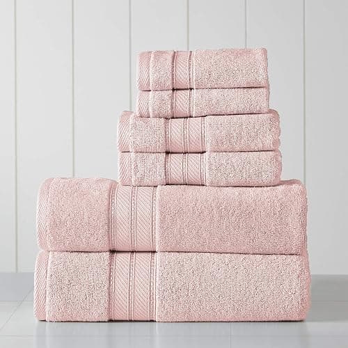 Modern Threads - Spun Loft 6-Piece 100% Combed Cotton Towel Set - Bath Towels, Hand Towels, & Washcloths - Super Absorbent & Quick Dry - 600 GSM - Soft & Plush, Blush - Image 1