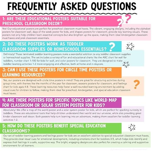 16 Laminated Toddler Learning Posters 1-3 for Preschool Classroom Decor | Chalkboard Learning Posters for Toddlers 1-3, Homeschool Room Decor for Toddler Wall Activity, Pre K Classroom Must Haves thumbnail 9