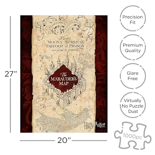 Aquarius Harry Potter Puzzle Marauder's Map (1000 Piece Jigsaw Puzzle) - Officially Licensed Harry Potter Merchandise & Collectibles - Glare Free - Precision Fit - 20x27in thumbnail 2
