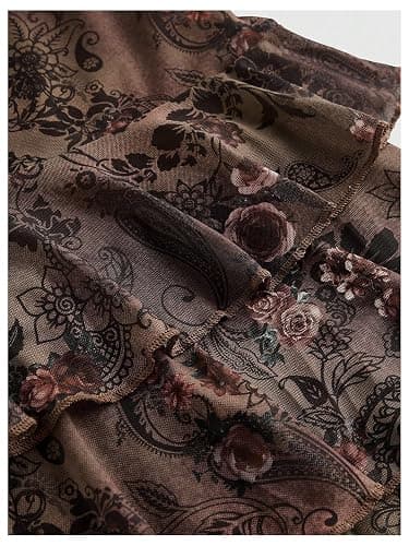 Verdusa Women's Y2k Outfits Gothic Dresses Vintage Boho Beaded Ruffle Lace Paisley Print Tiered Mini Summer Dress thumbnail 5