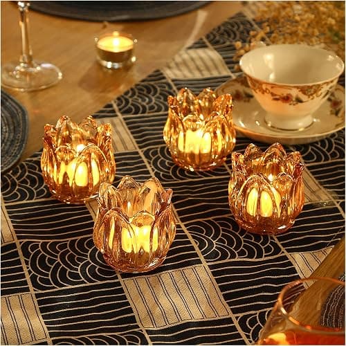 GOLDEAL 12Pcs Gold Votive Candle Holders, Thick Glass Tea Light Candle Holder Bulk, Tealight Candle Jars for Wedding Table Decor, Party Supplies, Bridal Shower Decorations, Centerpieces for Tables thumbnail 6