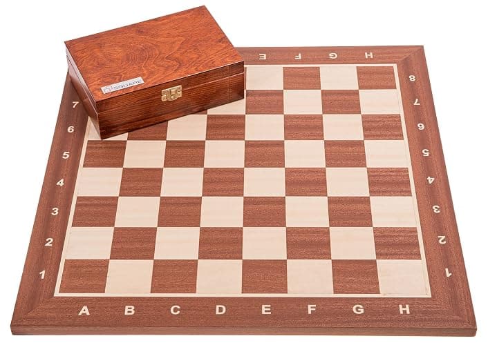 Square - Pro Turnier Schach Set Nr. 5 Mahagoni + 2 Extra Damen - Schachbrett + Schachfiguren Staunton 5 + Kasten - Schachspiel aus Holz thumbnail 6