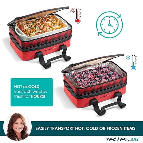 Rachael Ray Expandable Insulated Casserole Carrier for Hot or Cold Food, Thermal Lasagna Lugger Tote for Potluck, Parties, Picnic, and Cookouts, Fits 9" x 13" Baking Dish thumbnail 4