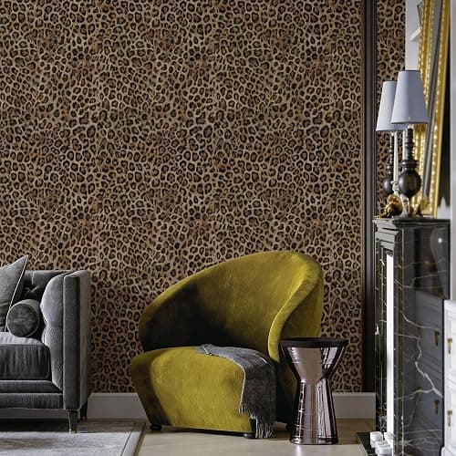 JiffDiff Upgrade Leopard Print Peel and Stick Wallpaper, 17.3" x 120" Waterproof Removable Self Adhesive Wallpaper, Brown Unique Funky Cheetah Contact Paper for Bedroom, Bathroom, Decor thumbnail 3