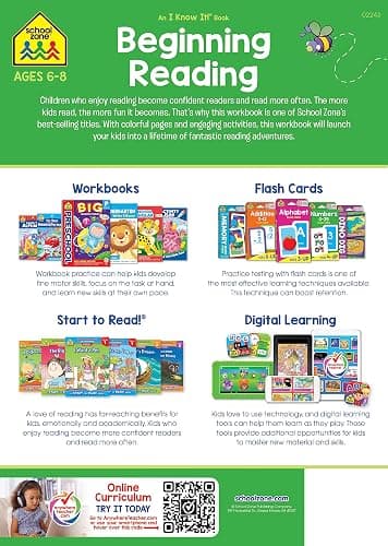 School Zone Beginning Reading Workbook: 64 Pages, 1st Grade, 2nd Grade, Beginning & Ending Sounds, Vowels, Sequencing, Ages 6 to 8 (I Know It! Book Series) thumbnail 2