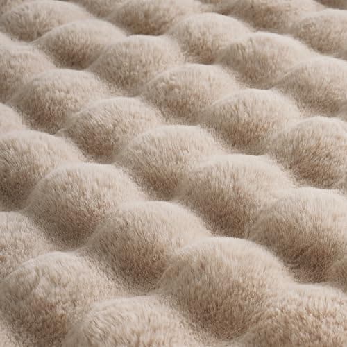 BENVWE Faux Fur Throw Blanket for Couch Bed - Fluffy Soft Thick Bubble Blanket for Living Room Home Decor - Mothers Day Birthday Gifts for Women, Beige, 63" x 80" thumbnail 10