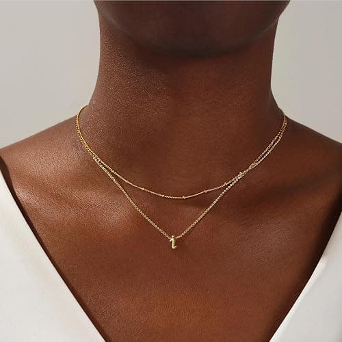 Yoosteel Christmas Gifts for Women Teen Girls - Layered Initial Necklaces for Women Dainty Gold/Silver Letter A-Z Stack Initial Necklace Personalized Birthday Gifts Stocking Stuffers for Teen Girls thumbnail 2