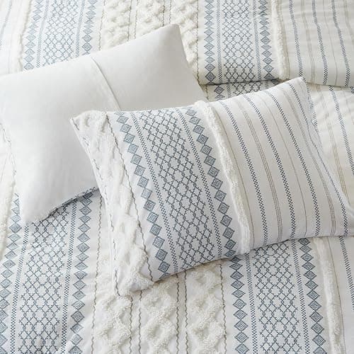 INK+IVY 100% Cotton Duvet Mid Century Modern Design, All Season Comforter Cover Bedding Set, Matching Shams, Full/Queen, Imani Chenille Navy thumbnail 9