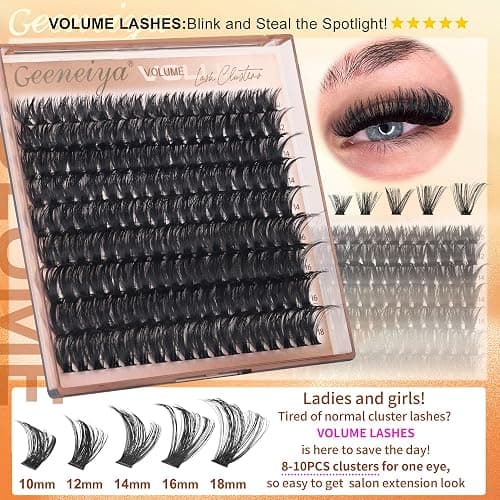 Geeneiya 5 Styles Lash Clusters Kit, Volume/Mega/Full/Bottom Eyelash Clusters Extensions with Lash Bond and Seal, Remover and Lash Extension Tools for Beginners and Proficient, DIY at Home Easily thumbnail 7