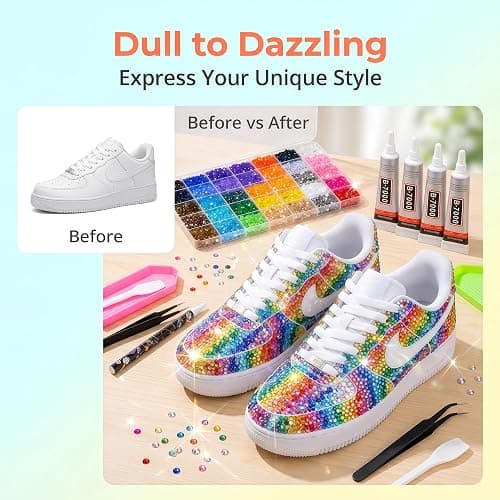 AMZGO 36000Pcs Rhinestones Bedazzling Kit, 30 Colors 3mm Flatback Resin Bedazzler Gems with 4Pcs 10ml B7000 Jewelry Glue for Bedazzled Thing Diamond Art Book Crafting Nail Kit thumbnail 8