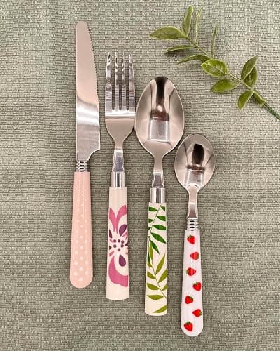The Original Brink House Eclectic Collection Mix & Match Stainless Steel Cutlery Set with Multicolored Handles / 16 pieces with Metal Stand/Lifestyle utensils for home, apartment, dorm, outdoor thumbnail 5