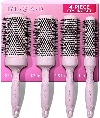 Lily England Round Blow Dry Brush Set for Women - Perfect for Voluminous Blowouts - Ceramic Ionic Technology - Luxury Gift for Her (Pink) - Image 1