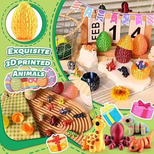 Cybermaker 12pcs 3D Printed Mini Animals Articulated Fidget Toys Set | Surprise Eggs, Party Favors, Classroom Prizes, Goodie Bag Fillers, Collectible Gifts for Kids thumbnail 4