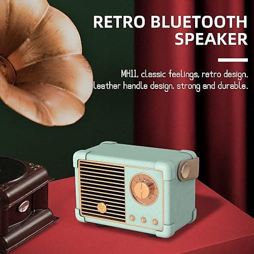 Fsjun Retro Wireless Bluetooth Speaker, Portable Outdoor Speakers,Vintage Decor, Mini Speakers with Powerful Sound, Hands-Free Calls, USB/TF Card/AUX Support (Blue) thumbnail 3