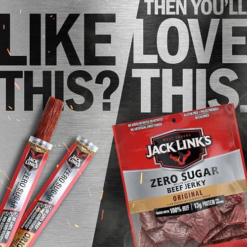 Jack Link's Original Zero Sugar Beef Sticks - (20 Pack) 0.92 oz Meat Sticks - Ready to Eat Protein Snacks - 5g Protein per Serving - Made with 100% Real Beef thumbnail 6