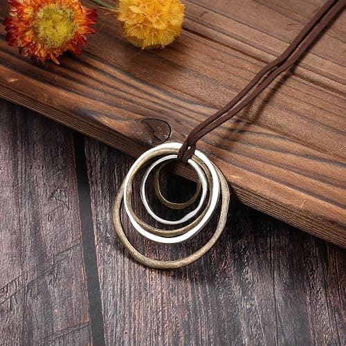 SAILIMUE 6Pcs Long Pendant Necklaces for Women Boho Vintage Wood Fall Sweater Necklaces Set Statement Feather Dragonfly Peace Sign Y Necklace Hippie Handmade Fashion Jewelry Accessories thumbnail 6