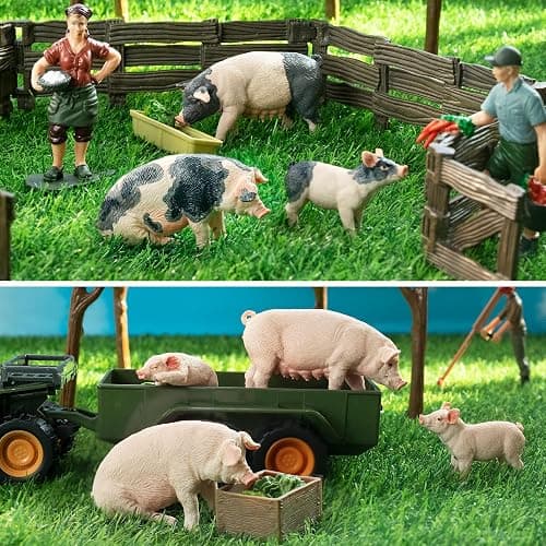 Toymany 8PCS Realistic Pig Figurines Set, Plastic Pig Figures Farm Animals Toys, Birthday Christmas Toy Gift for Kids Toddlers thumbnail 4
